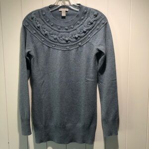 Hayden 100 cashmere yoke neck sweater two ply with neck detail dusk blue S